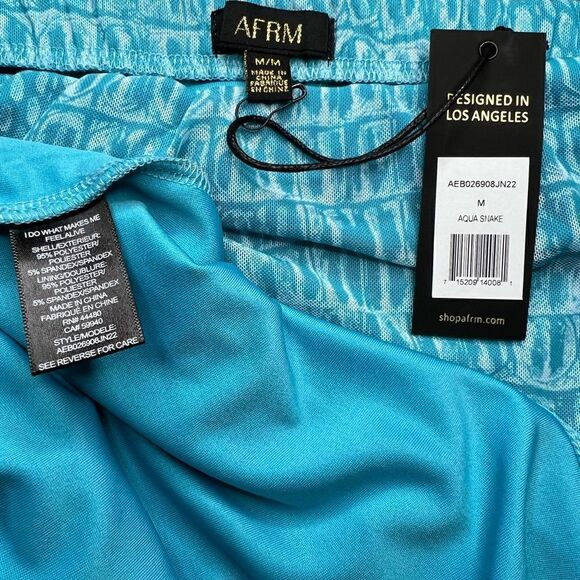 AFRM Lynn Mesh Snake Print Skirt in Aqua - Picture 7 of 7
